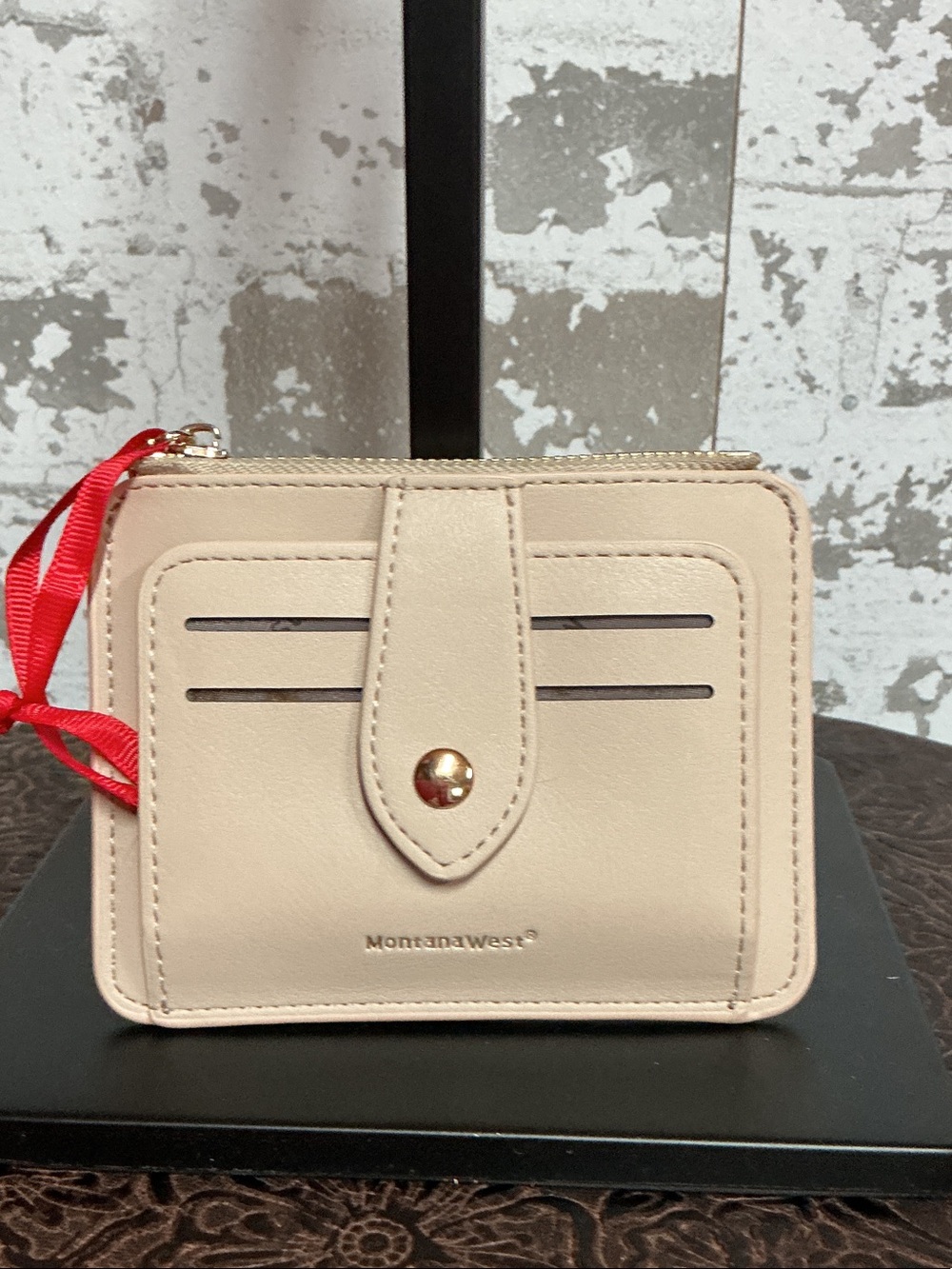 Montana West Light Beige Compact Card Wallet with Snap Tab MWC/W806KH